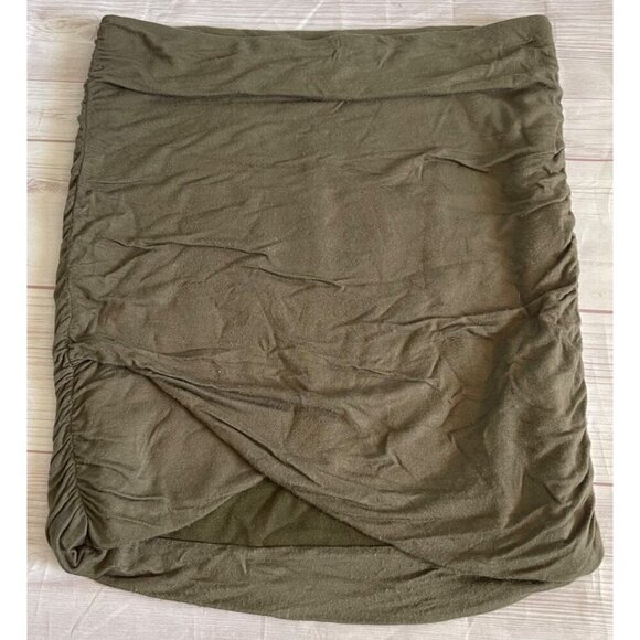 Free People Army Green High Waist Ruched Lined Mini Skirt Womens Small - Picture 2 of 6